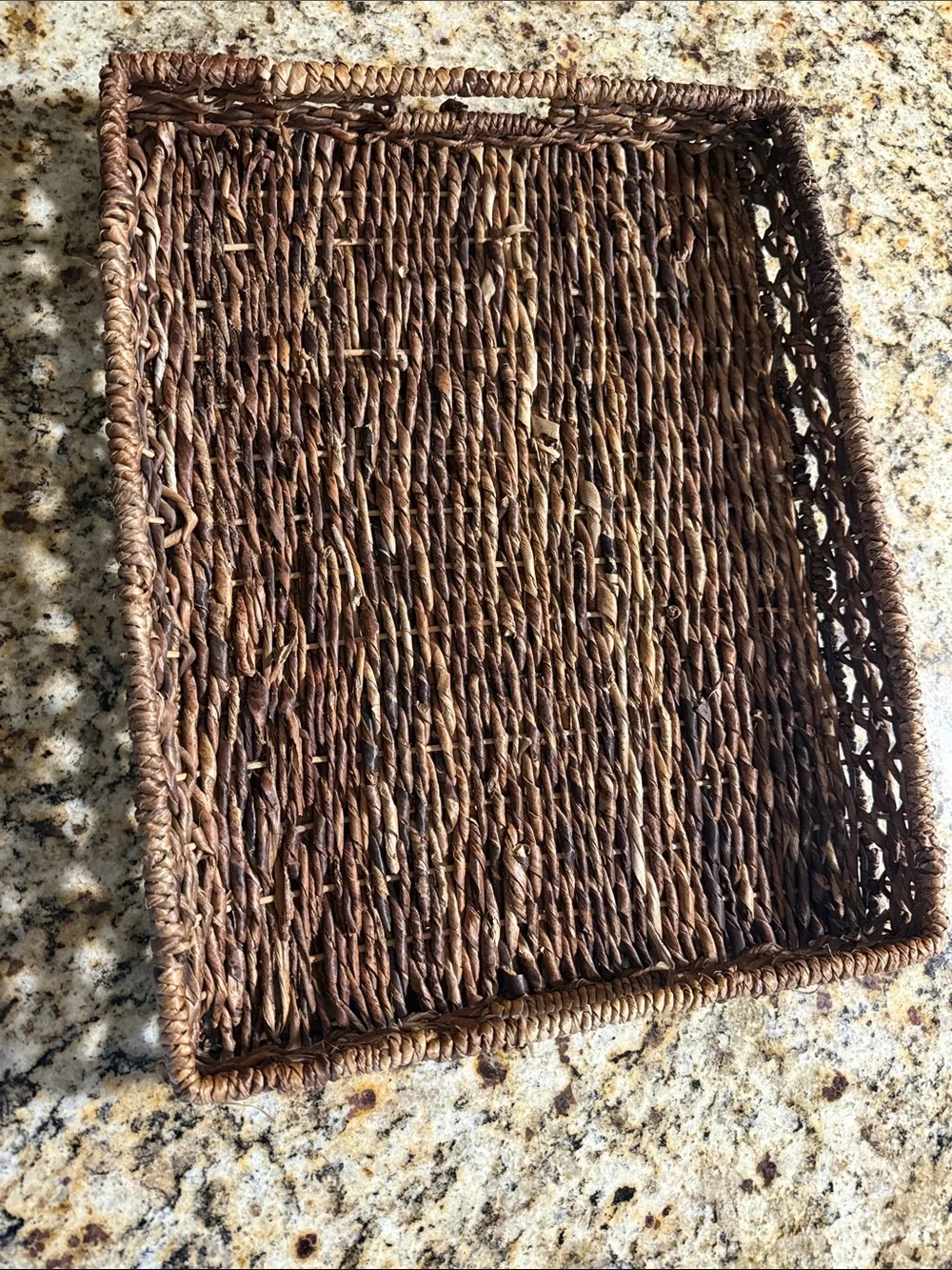 Natural Woven Rectangular Serving Tray - Brown
